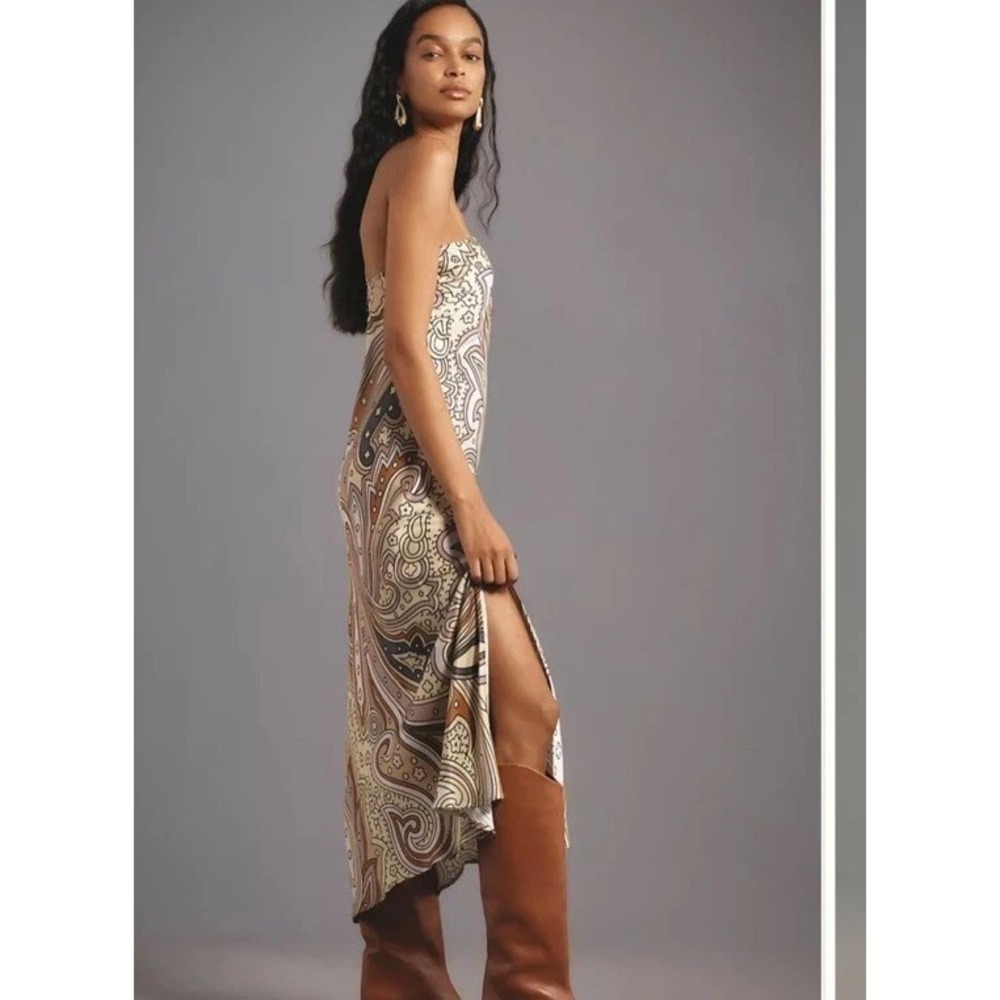 New Bl-nk | Anthropologie One-Shoulder Midi Dress  X Small Petite Paisley